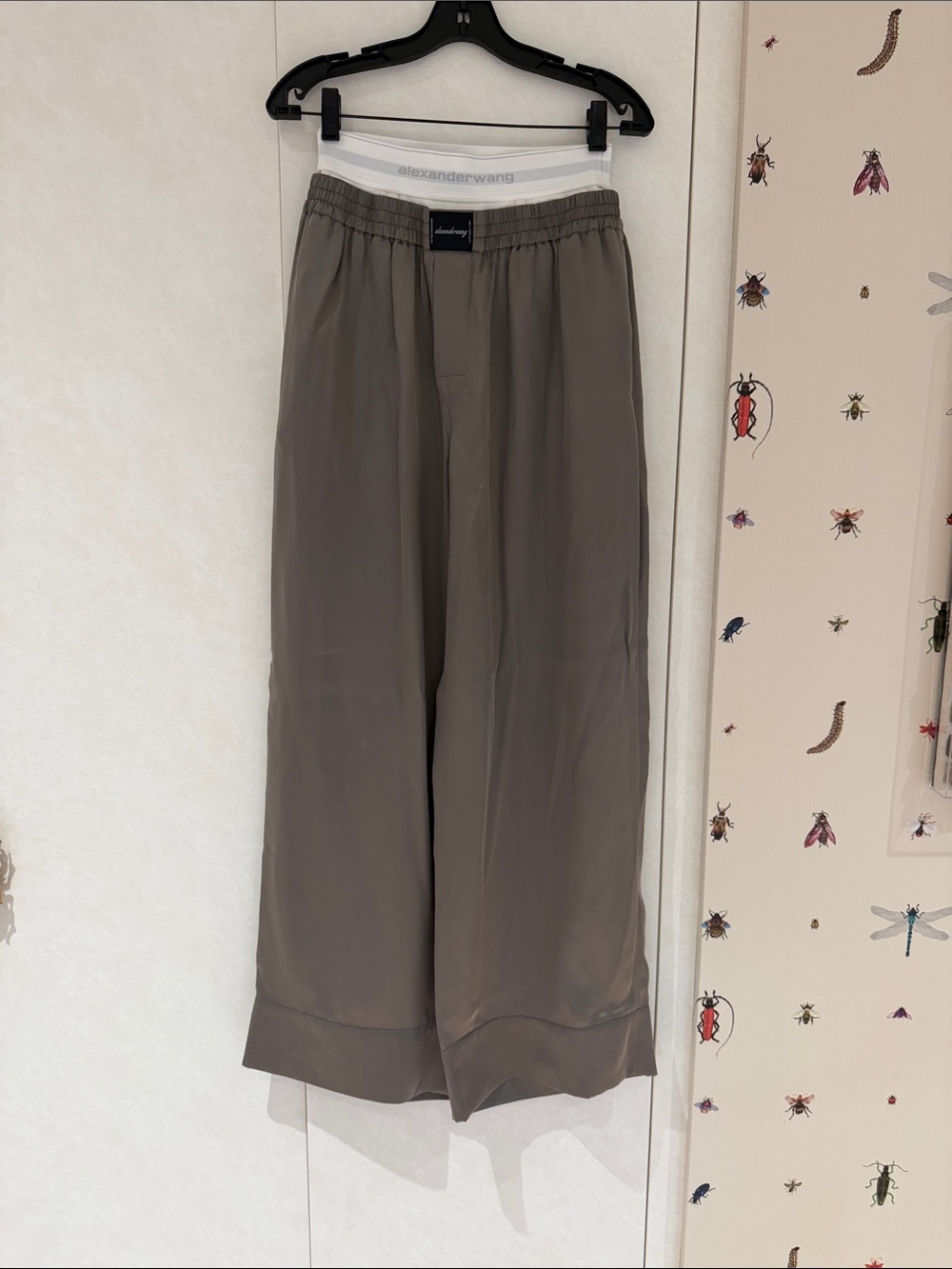 Alexander Wang Men's Taupe-Brown Wide Leg Silk Pants